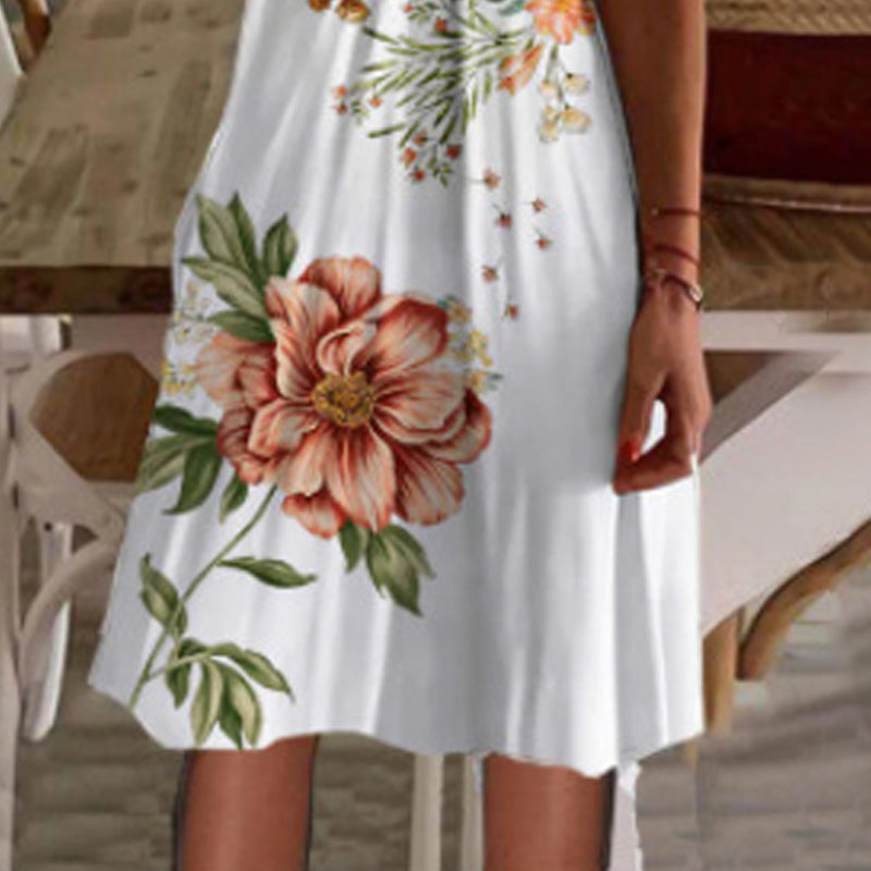 Kurzärmliges, knielanges A-Linien-Resort-Kleid