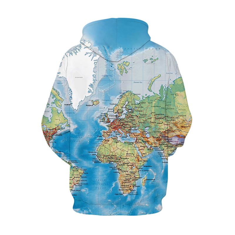 Weltkarte Digitaldruck T-Shirt und Kapuzenpullover