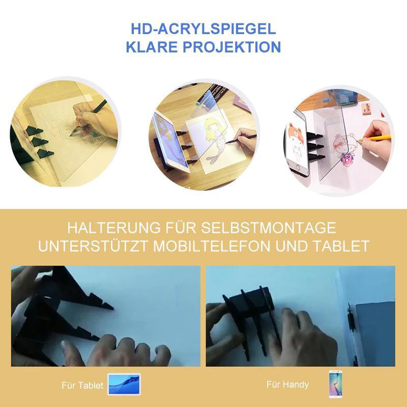 Projektionszeichenbrett mit Halterung-für Mobiltelefone und Tablets