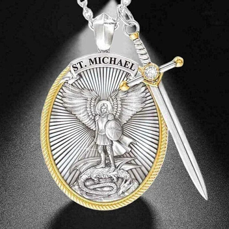 Runde Erzengel-Michael-Schild-Halskette